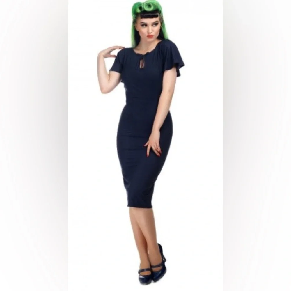 Collectif Navy Selma Wiggle or Pencil Dress - Picture 1 of 5